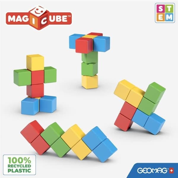 Magnetiskt byggset - GEOMAG - Magicube återvunnet kreativt set - 8 delar - Återvunnen plast - Från 1 år