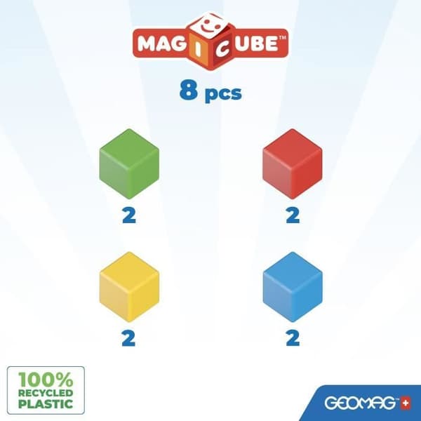 Magnetiskt byggset - GEOMAG - Magicube återvunnet kreativt set - 8 delar - Återvunnen plast - Från 1 år