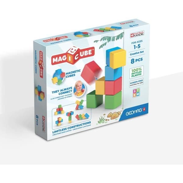 Magnetiskt byggset - GEOMAG - Magicube återvunnet kreativt set - 8 delar - Återvunnen plast - Från 1 år