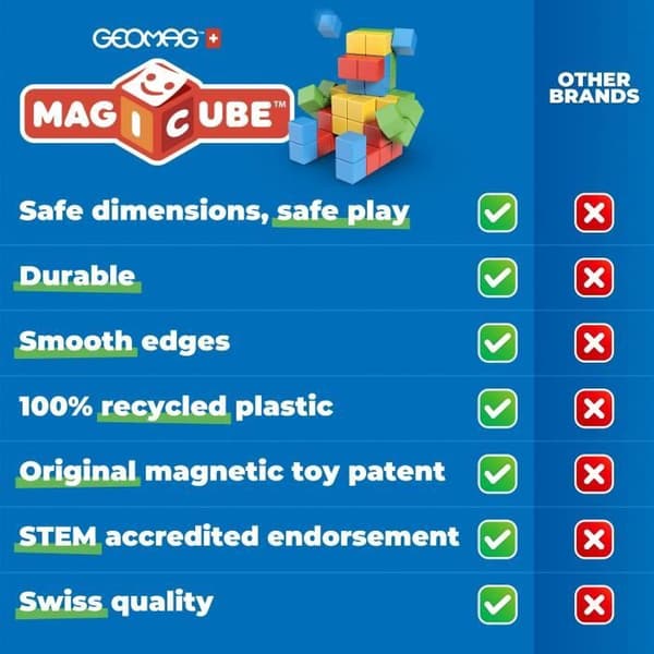 Magneettiset palikoita - GEOMAG - Magicube 060 - 6 palaa - Pinottava - Kierrätysmuovi