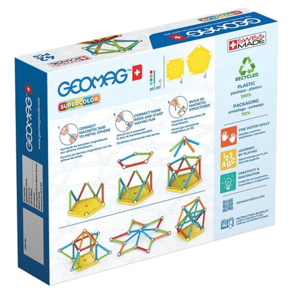 Geomag Super Color Genbrugt 42 flerfarvede brikker