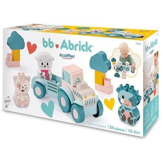 Traktor - Ecoiffier - Min første traktor - 25 dele - Pastelfarve - Til babyer 12 måneder