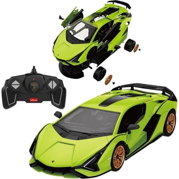 Fjernstyret bil - TURBO CHALLENGE - Lamborghini Sian - 1/18 - Grøn - 85 dele at samle