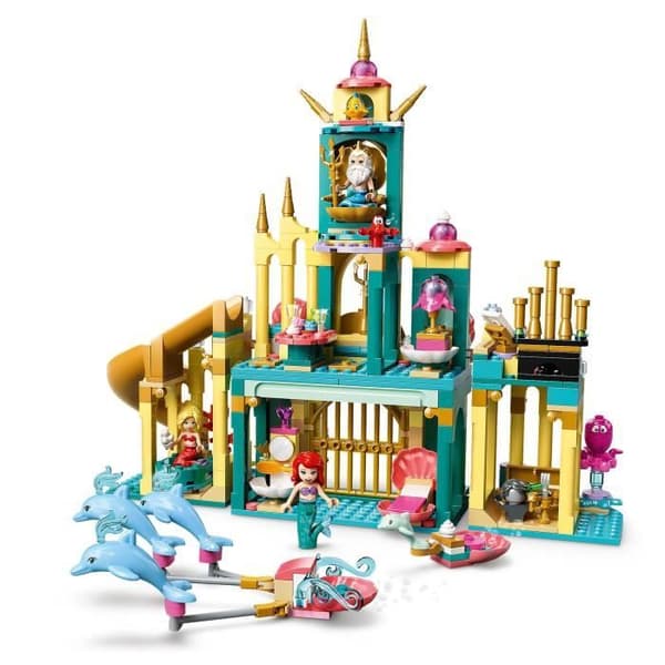 LEGO® 43207 Disney Ariels undervattenspalats, Princess Castle Building Kit, med den lilla sjöjungfrun minidocka