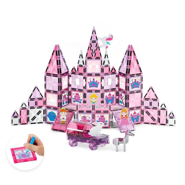 Magnetisk Byggleksak Slott och Sagovärld 126 Delar Rosa