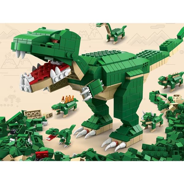 Byggset 1000 delar Rörliga Dinosaurier att Montera Skogsgrön