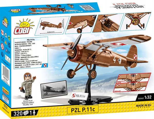 POLSK MILITÆRKLOKKE COBI 5742 JAGEFLY PZL P11C PILOTFIGUR