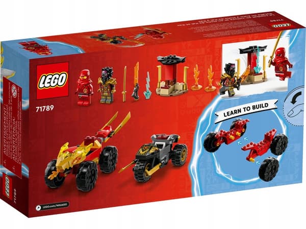 LEGO NINJAGO 71789 BATTLE CAR MOTORCYKEL NINJA KAI HERRE RAS GYLDNE HAMMER