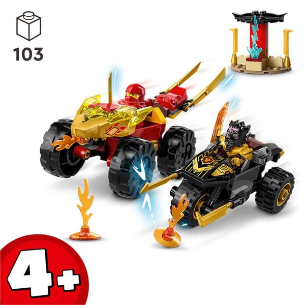 LEGO NINJAGO 71789 BATTLE CAR MOTORCYKEL NINJA KAI HERRE RAS GYLDNE HAMMER