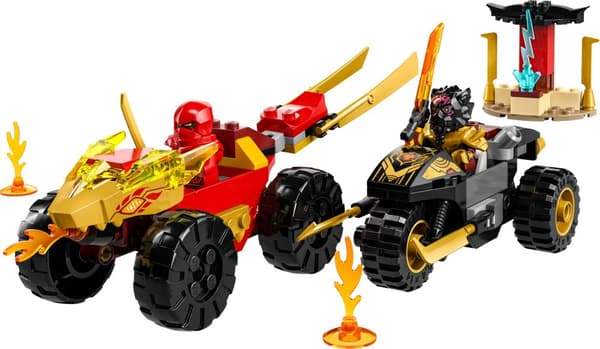 LEGO NINJAGO 71789 BATTLE CAR MOTORCYKEL NINJA KAI HERRE RAS GYLDNE HAMMER