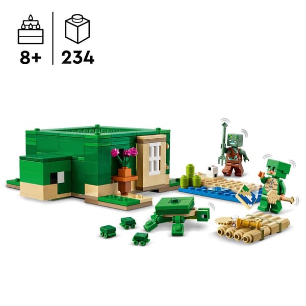 LEGO Minecraft Åbnbart Skildpadde Strandhus 21254 Druknet Krigerskildpadde