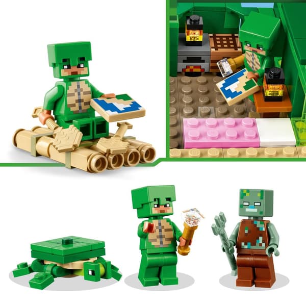 LEGO Minecraft Åbnbart Skildpadde Strandhus 21254 Druknet Krigerskildpadde