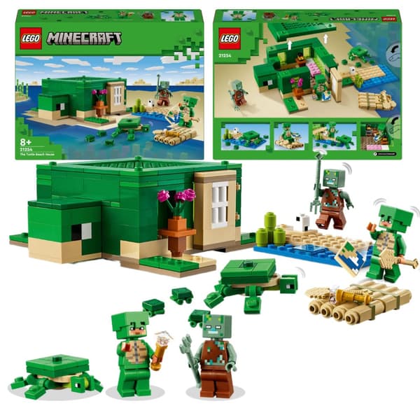 LEGO Minecraft Åbnbart Skildpadde Strandhus 21254 Druknet Krigerskildpadde