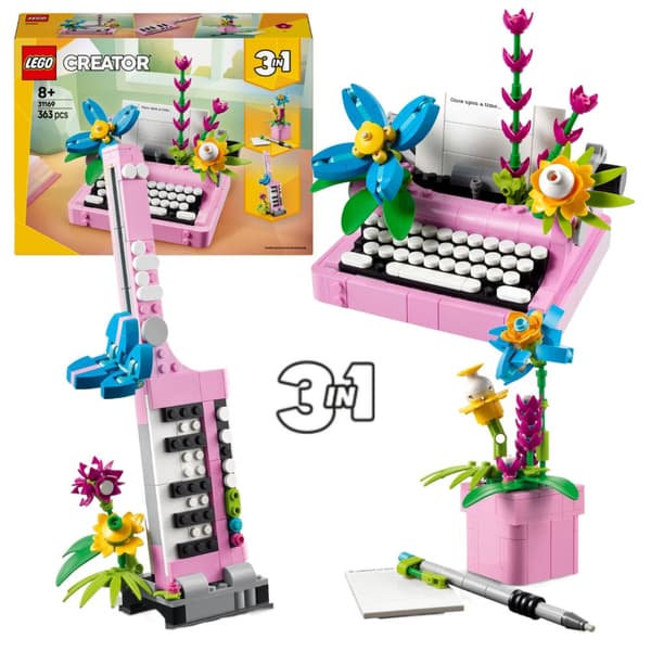 LEGO Creator 3in1 31169 Kirjoituskone kukilla näppäimistö kukkaruukulla Uusi