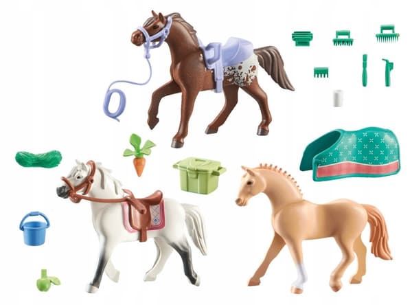 PLAYMOBIL 71356 3 heste Morgan Quarter Horse Angloar Ponyer Tilbehør 5+