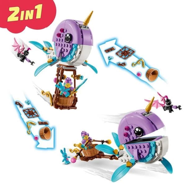 LEGO® 71472 DREAMZzz Izzies varmluftsballong för narval, leksak för sjödjur, räddning av Bunchu-kanin med valfigur