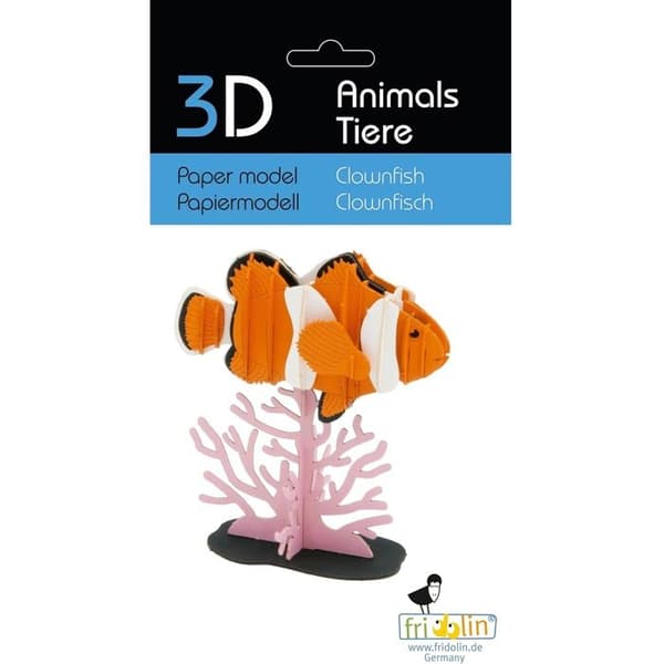 Fridolin - 3D-modell i papper Clownfisk