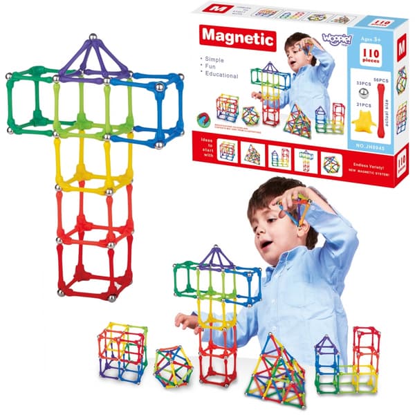 WOOPIE Magnetiske byggeklodser Kreativt puslespil 110 brikker