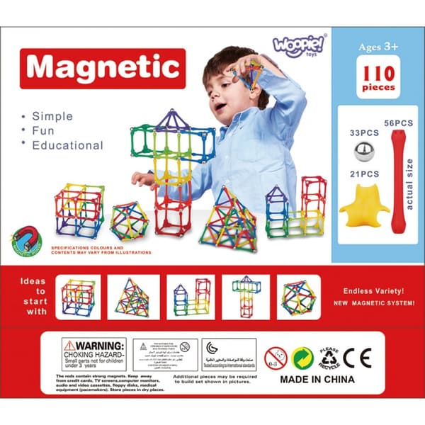 WOOPIE Magnetiska Byggklossar Pussel 110 delar – 8 st