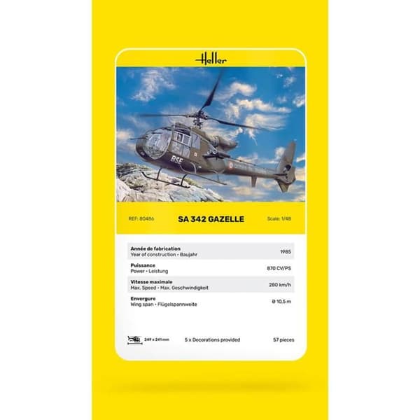 HELLER 80486 modellsats - Flyg - SA 342 GAZELLE helikopter - 57 delar