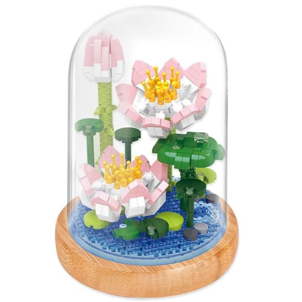 OBOSOE Pink Lotus Building Block Bouquet – Evig komposit dekoration til piger