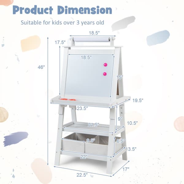 Kunstnerstaffeli, 23,5x19,5x46 tommer, Hvid