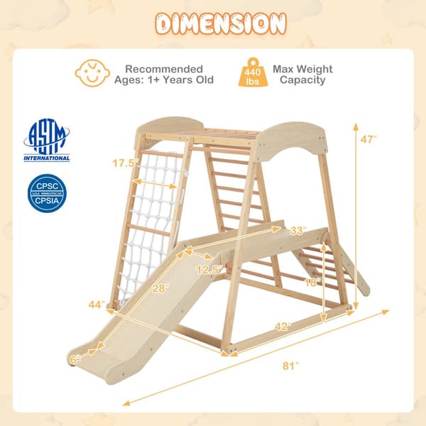 Inomhusdjungelgym, 81x44x47 tum, Multifärgad