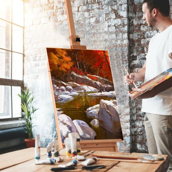 Konstnärsstaffli, 17x16.5x59.5-76.5 tum, Naturträ