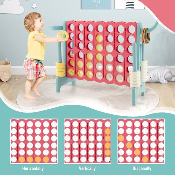 Spelset, 4-i-rad anslutningsspel med basketkorg och kastring, 47x13x31 tum, Multifärg