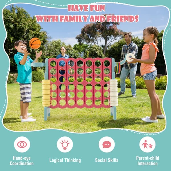 Spelset, 4-i-rad anslutningsspel med basketkorg och kastring, 47x13x31 tum, Multifärg