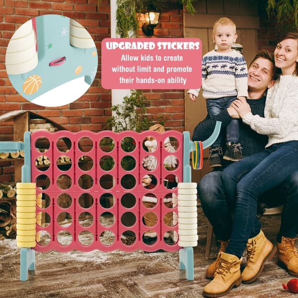 Spelset, 4-i-rad anslutningsspel med basketkorg och kastring, 47x13x31 tum, Multifärg