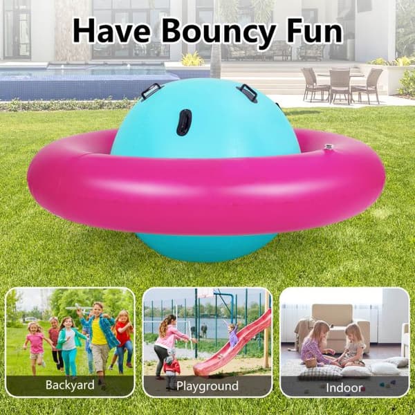 Oppustelig Dome Rocker Bouncer, 227x117 cm, Pink/Green