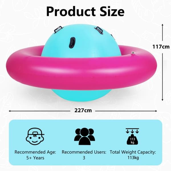 Oppustelig Dome Rocker Bouncer, 227x117 cm, Pink/Green