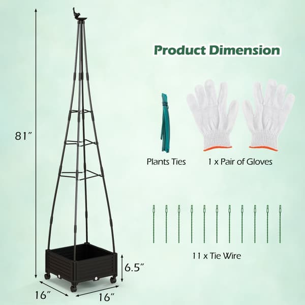Haveobelisk, 16x16x81 cm, Sort
