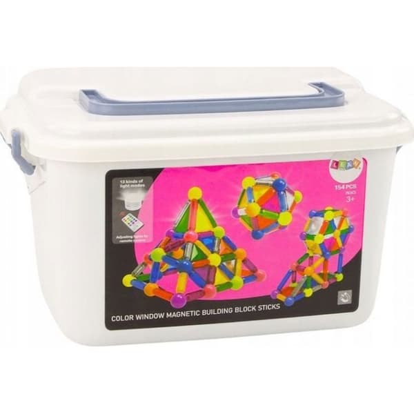 Leantoys magnetiska block med ljus i en låda med 154 bitar