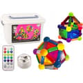 Miniatyrbild 1 av 3: Leantoys magnetiska block med ljus i en låda med 154 bitar