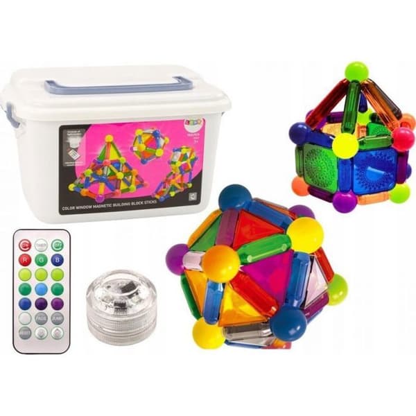 Leantoys magnetiska block med ljus i en låda med 154 bitar