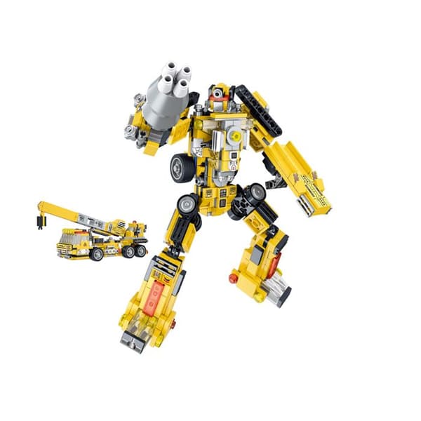 Byggset 10 i 1 Robotfordon Byggarbetsplats 721 Byggklossar Sammanställbar Svart / Gul