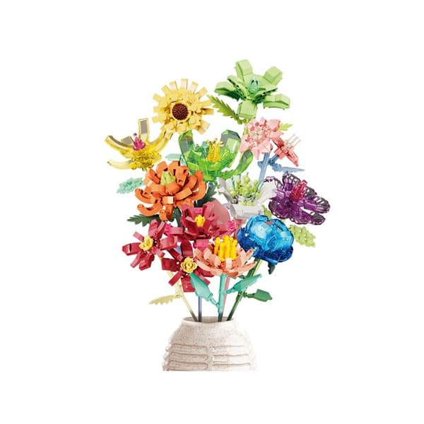 Byggset 12 i 1 Blommor Bukett 1001 Sammansatta Multikolor