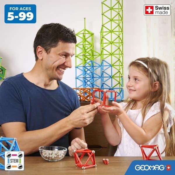 Magnetiskt byggset - GEOMAG - Klassisk återvunnen magnetisk geometri 24 delar - Geometri - 3D - Pedagogisk