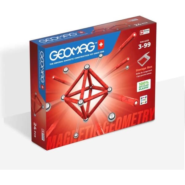 Magnetiskt byggset - GEOMAG - Klassisk återvunnen magnetisk geometri 24 delar - Geometri - 3D - Pedagogisk