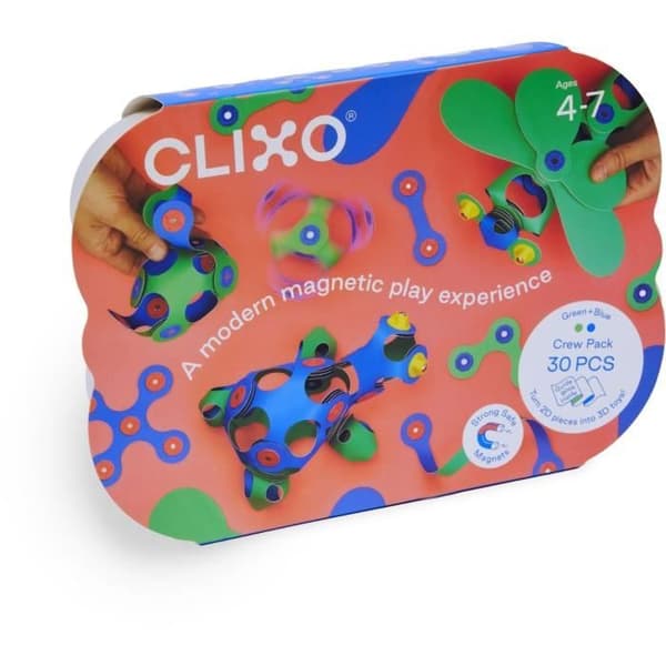 Magnetiskt byggset - GIPSY TOYS - Crew Pack CLIXO - 30 delar - Flexibelt - Hållbart
