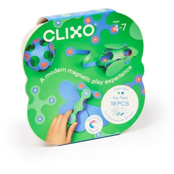 Magnetiskt byggset - GIPSY TOYS - Itsy CLIXO - 18 delar - Blå/grön - Från 4 år
