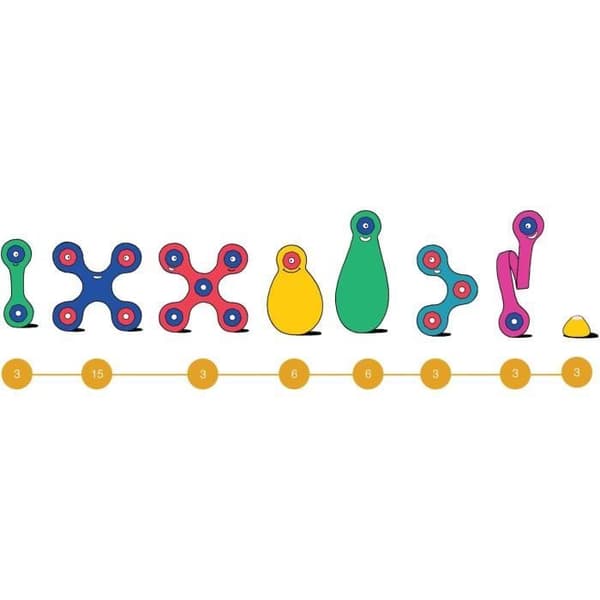 Magnetiskt byggset - GIPSY TOYS - Regnbågspaket CLIXO - 42 delar - Från 4 år - Miljövänligt