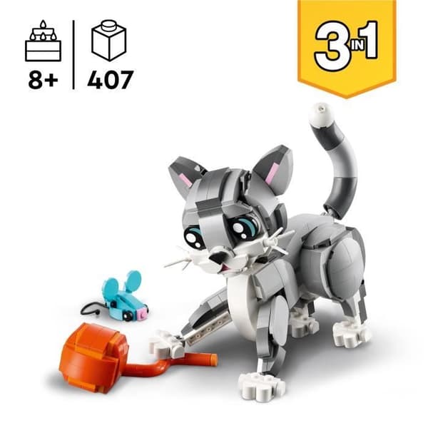 LEGO Creator 31163 3-i-1 The Playful Cat - Byggspel för flickor från 8 år och uppåt