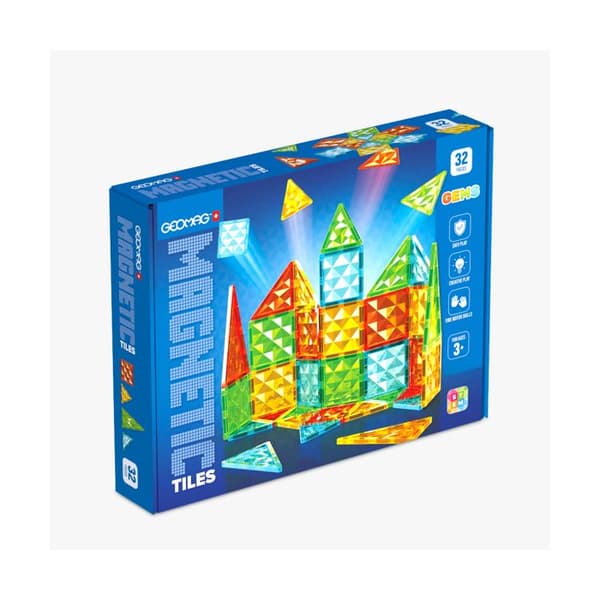 Magnetiska plattor - GEOMAG - Tiles Gems 4101 - 32 delar - Geometriska former - Kristalleffekt
