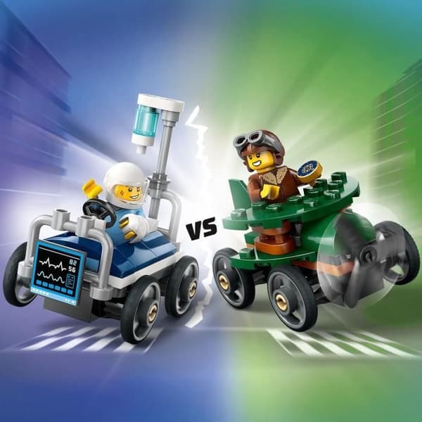 LEGO City 60459 Paket med racerbilar: flygplan kontra sjukhussäng - Leksak från 5 år