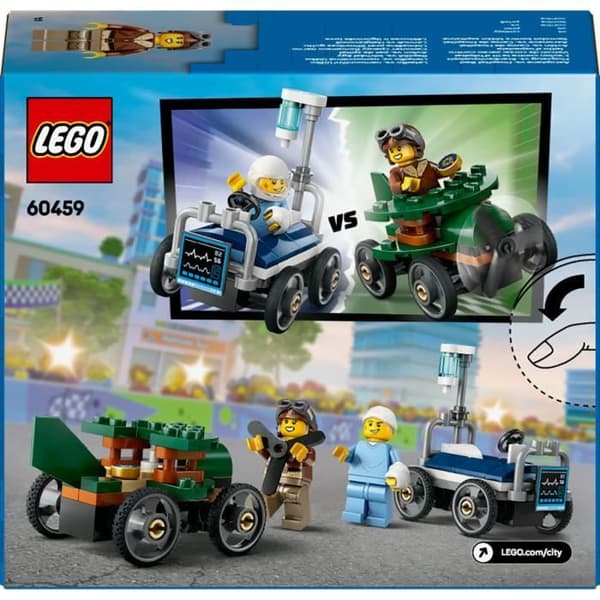 LEGO City 60459 Paket med racerbilar: flygplan kontra sjukhussäng - Leksak från 5 år