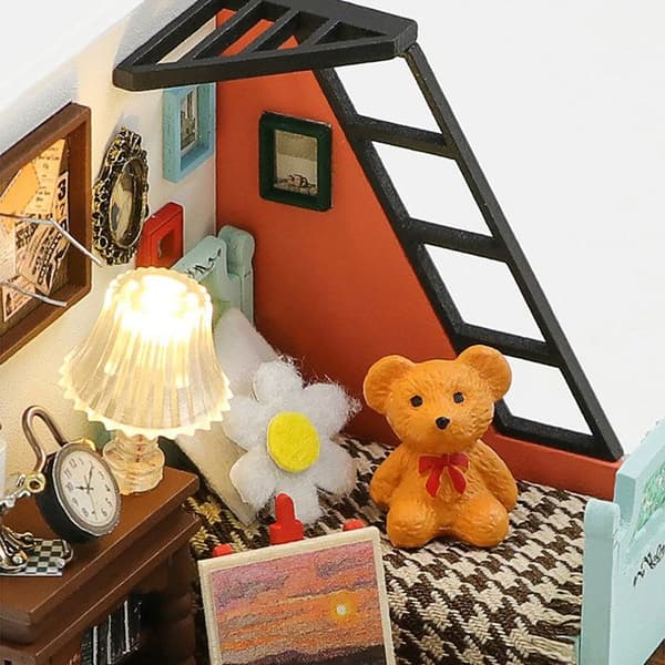 Mini barn för barn DIY att bygga med LED-ljus och flerfärgade tillbehör