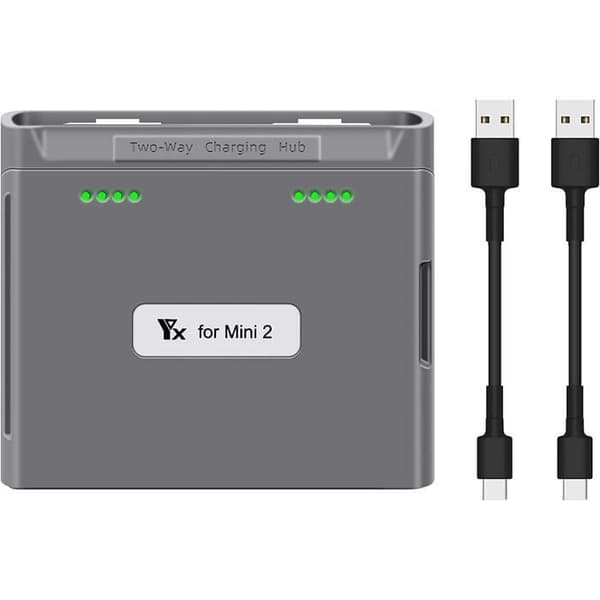 Laddare Drone - YUNIQUE FRANCE - DJI Mini 2/SE - 2 Batterier - USB-C